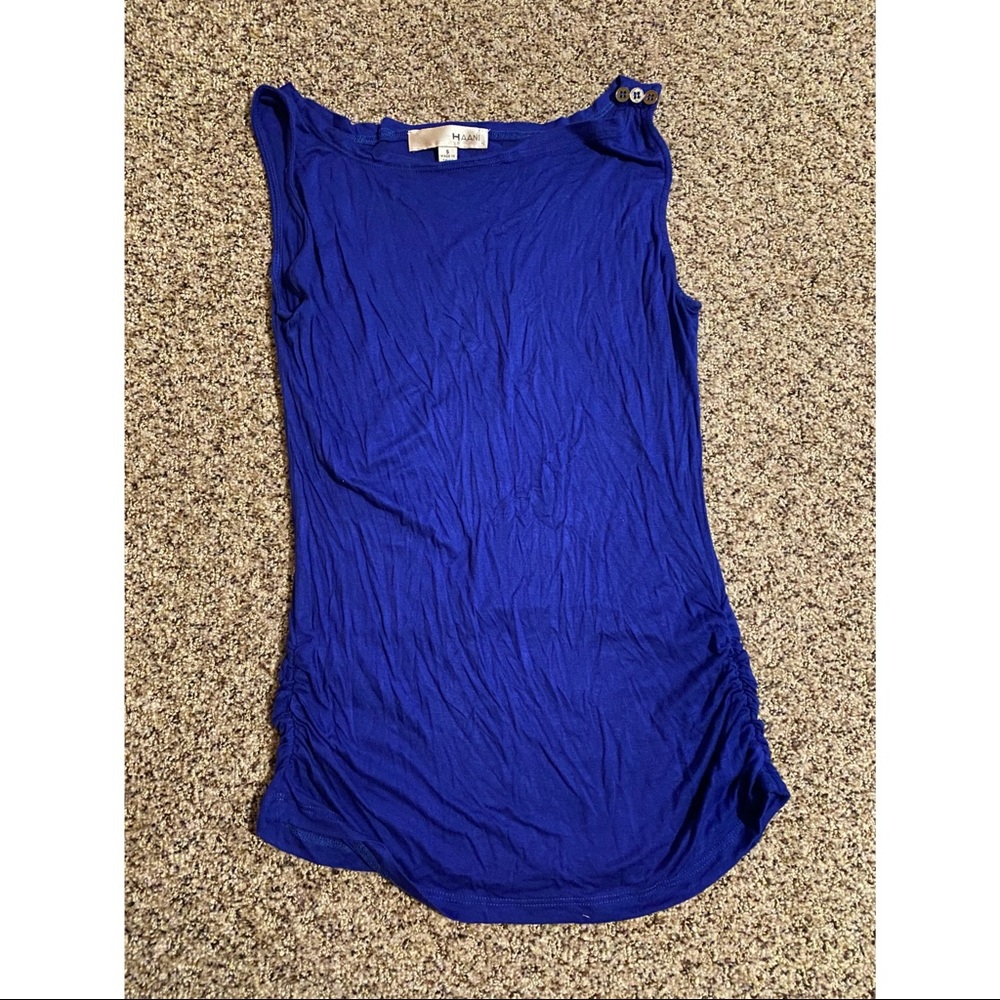 LAST CHANCE ☀️ Hanni blue tank, ruched sides button details, small